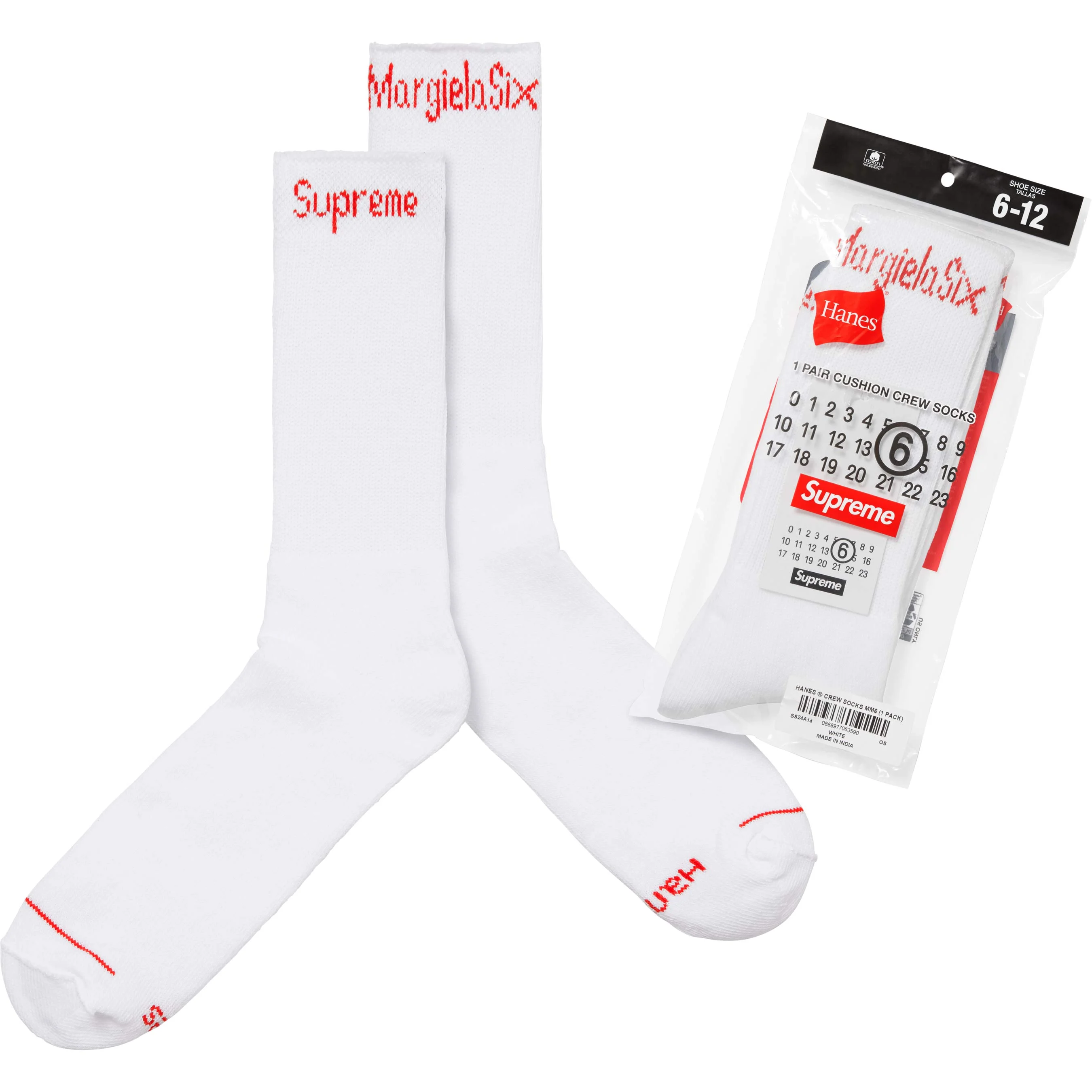 SUPREME®/MM6 MAISON MARGIELA/HANES® CREW SOCKS